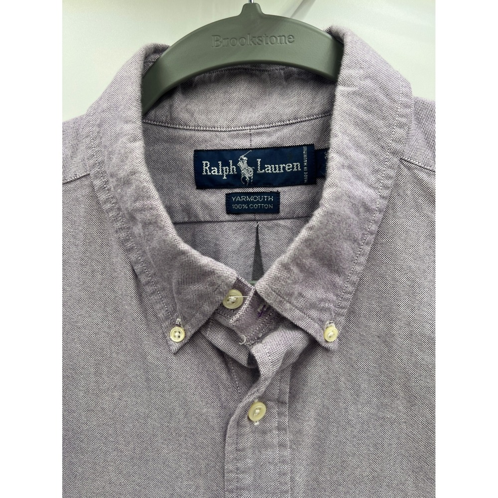 Ralph Lauren Yarmouth Shirt Mens 17.5 36 Purple Cotton Oxford Button Down Long S - Picture 2 of 6